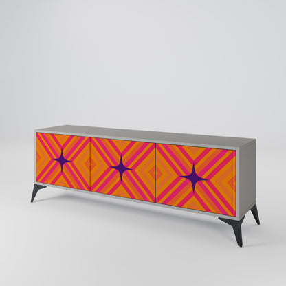 GEOMETRIC BRILLIANCE 3-dörrars TV-bänk i grå finish