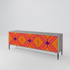 GEOMETRIC BRILLIANCE 3-Door TV Stand in Grey Finish