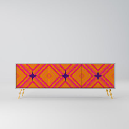 GEOMETRIC BRILLIANCE 3-dörrars TV-bänk i grå finish