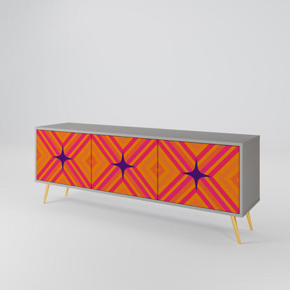 GEOMETRIC BRILLIANCE 3-dörrars TV-bänk i grå finish
