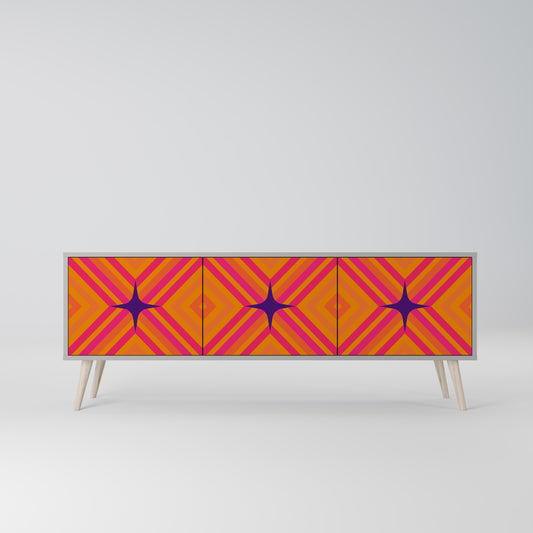 GEOMETRIC BRILLIANCE 3-dörrars TV-bänk i grå finish
