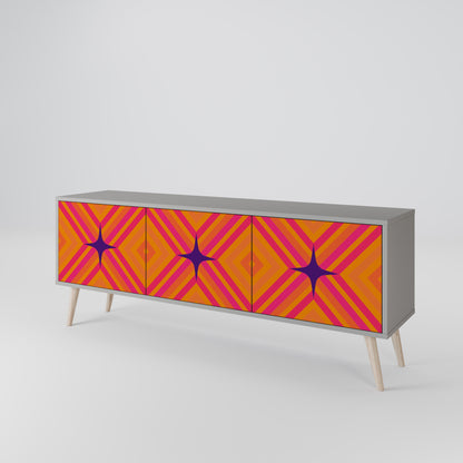 GEOMETRIC BRILLIANCE 3-dörrars TV-bänk i grå finish