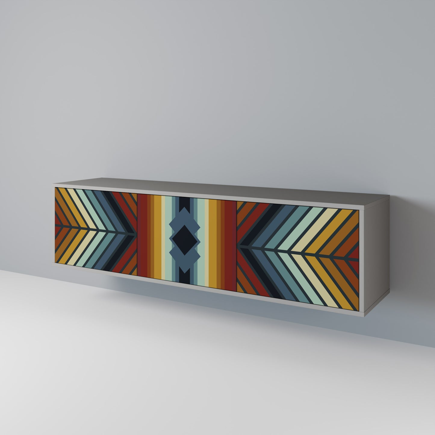INDIGENOUS ZIGZAG 3-dörrars TV-bänk i grå finish