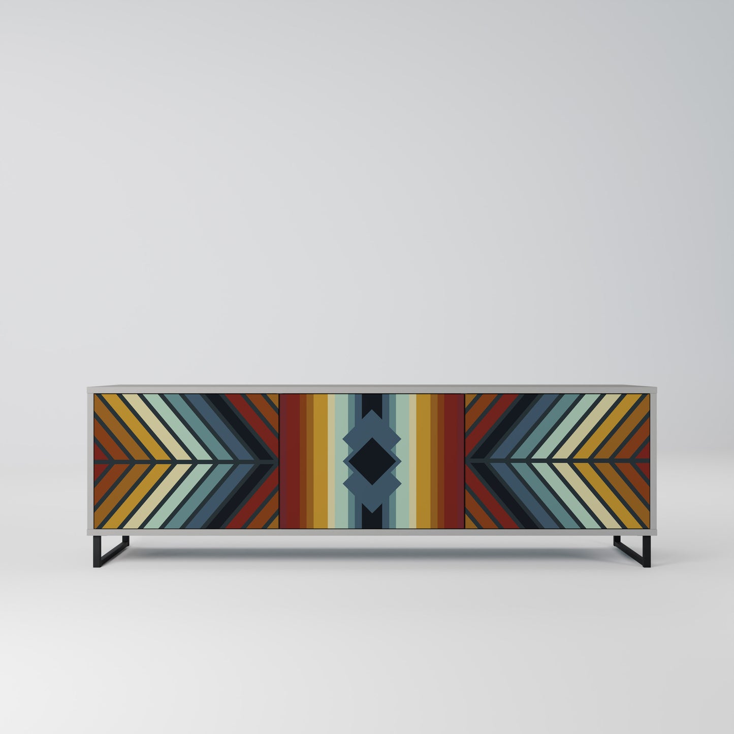 INDIGENOUS ZIGZAG 3-dörrars TV-bänk i grå finish