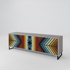 INDIGENOUS ZIGZAG 3-Door TV Stand in Grey Finish