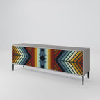 INDIGENOUS ZIGZAG 3-Door TV Stand in Grey Finish
