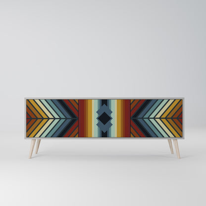 INDIGENOUS ZIGZAG 3-dörrars TV-bänk i grå finish