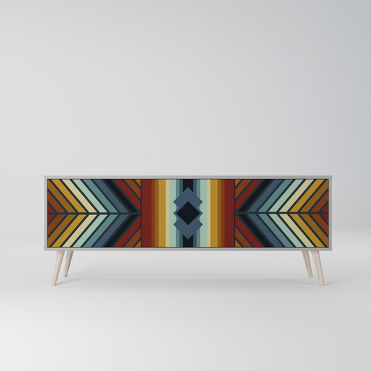 INDIGENOUS ZIGZAG 3-dörrars TV-bänk i grå finish