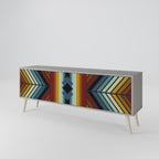 INDIGENOUS ZIGZAG 3-Door TV Stand in Grey Finish