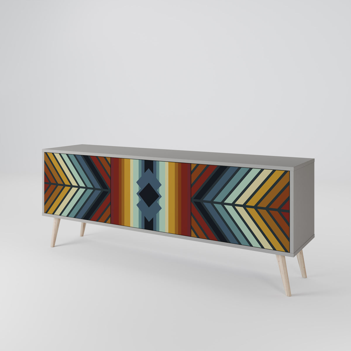 INDIGENOUS ZIGZAG TV-bänk med 3 dörrar
