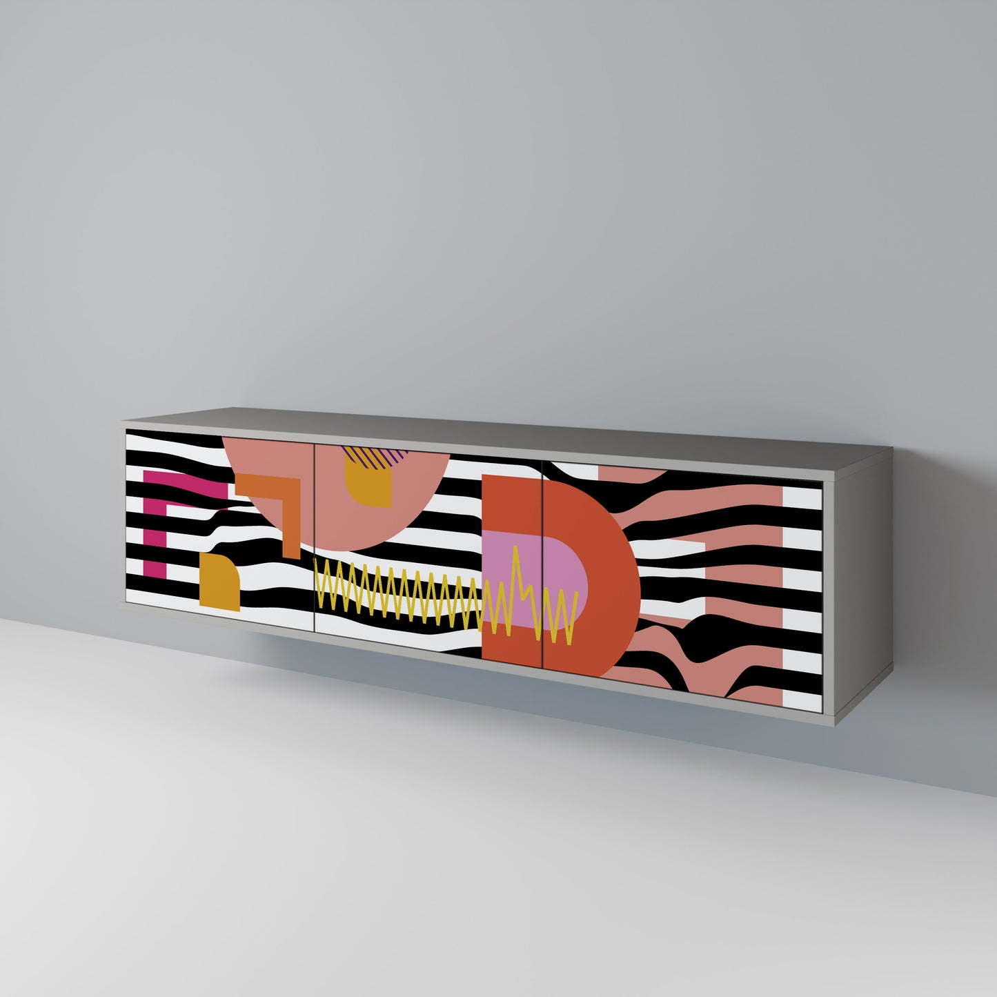 CHROMATIC ABSTRACT 3-dörrars TV-bänk i grå finish