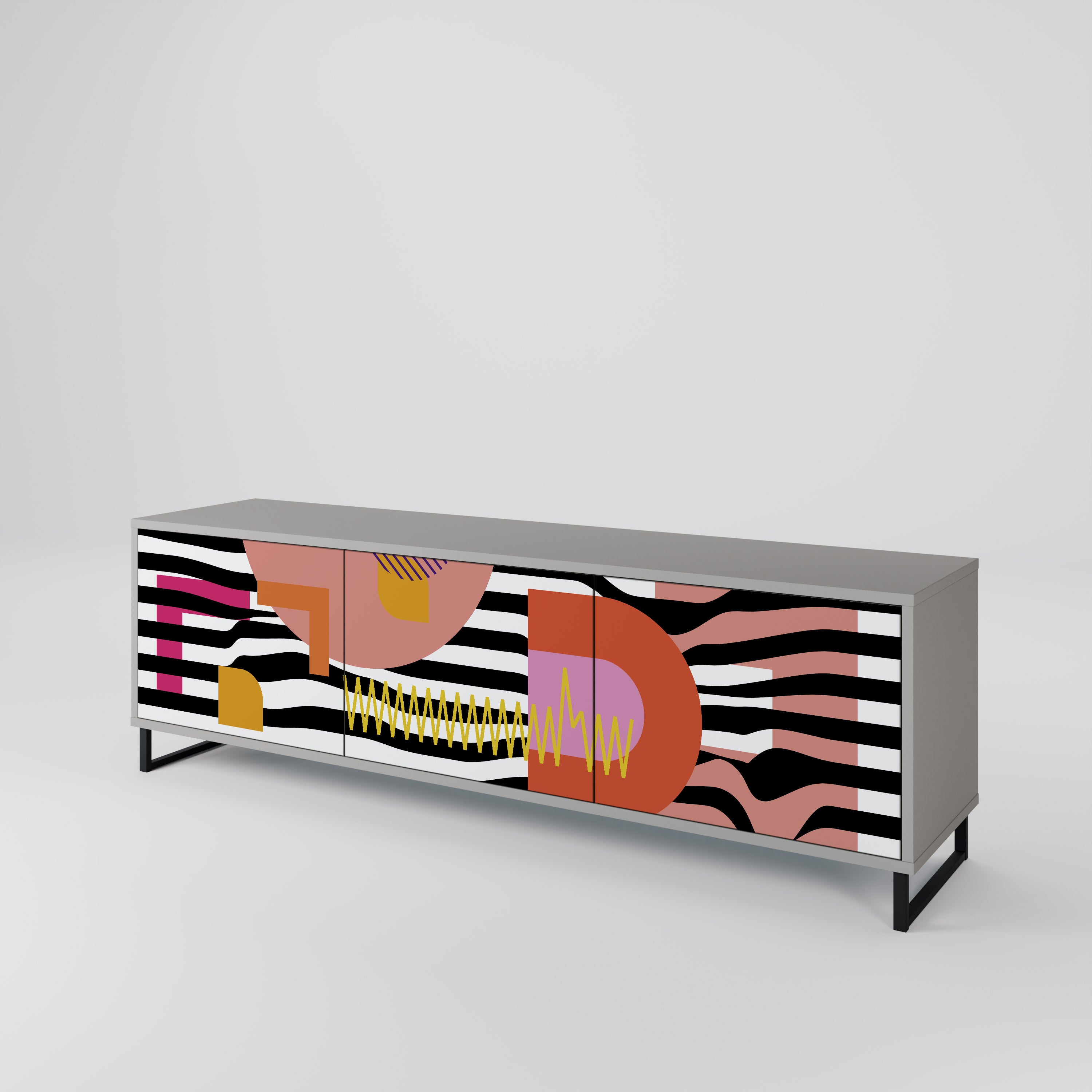 CHROMATIC ABSTRACT 3-Door TV Cabinet