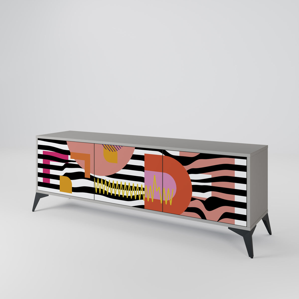 CHROMATIC ABSTRACT TV-bänk med 3 dörrar