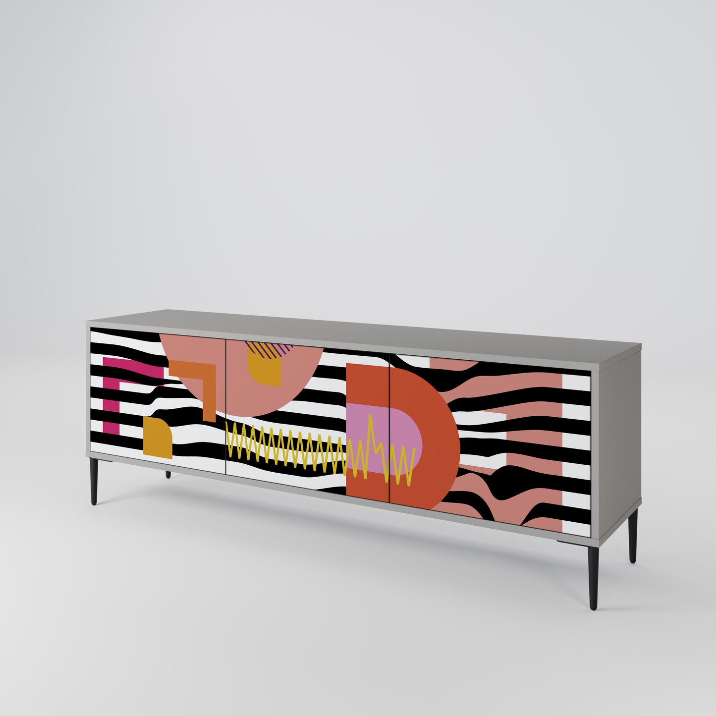 CHROMATIC ABSTRACT 3-dörrars TV-bänk i grå finish