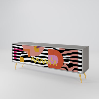 CHROMATIC ABSTRACT 3-dörrars TV-bänk i grå finish