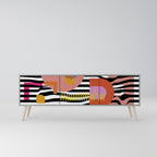 CHROMATIC ABSTRACT 3-Door TV Stand in Grey Finish