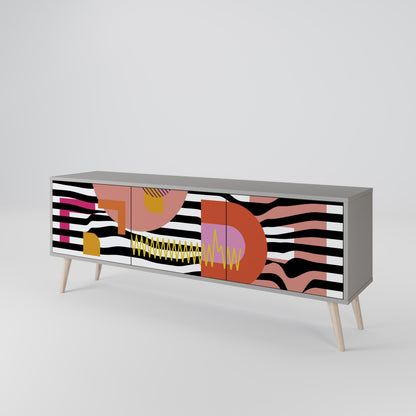 CHROMATIC ABSTRACT 3-dörrars TV-bänk i grå finish