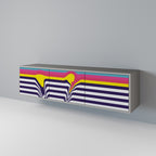 FÄRGERIGT DIVERSION 3-dörrars TV-bänk i grå finish