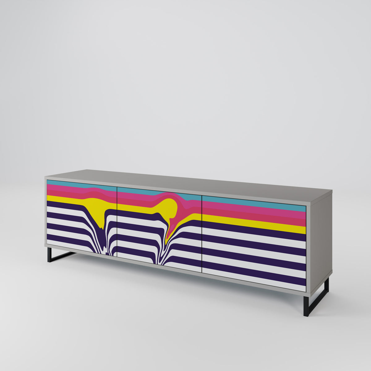 COLORFUL DIVERSION TV-bänk med 3 dörrar