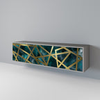 THE LABYRINTH OF GOLD 3-Door TV Stand in Grey Finish