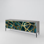 THE LABYRINTH OF GOLD 3-Door TV Stand in Grey Finish