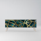 THE LABYRINTH OF GOLD 3-Door TV Stand in Grey Finish