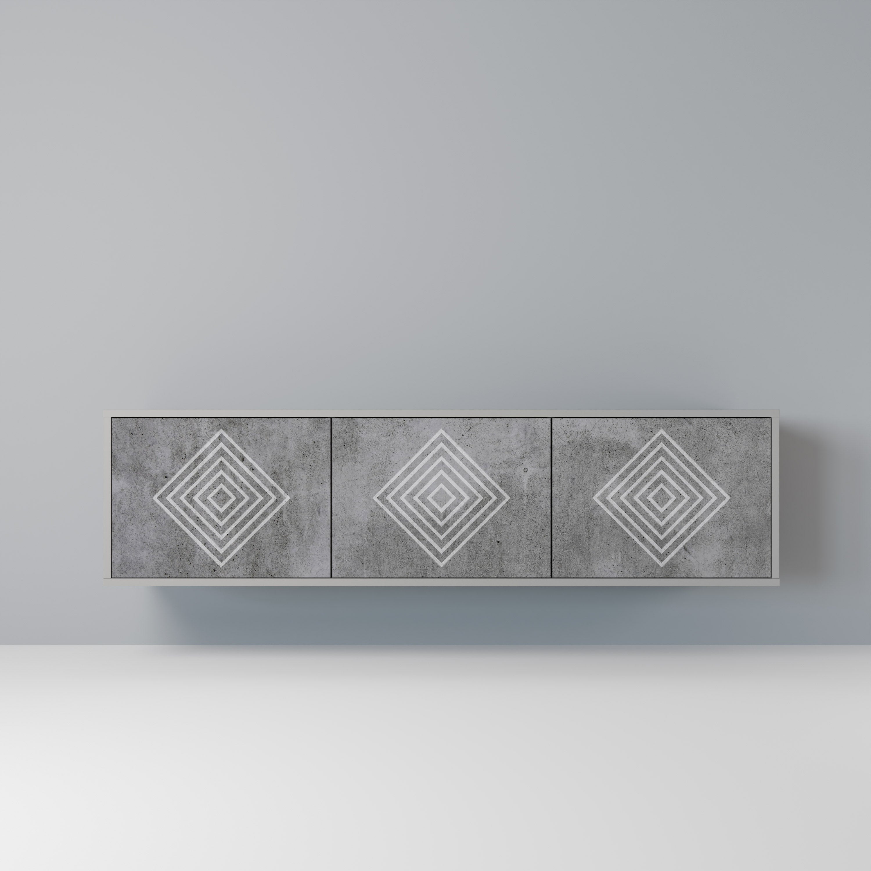 POLYGONAL ARTISTRY 3-dörrars TV-bänk i grå finish
