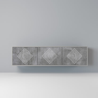 POLYGONAL ARTISTRY 3-dörrars TV-bänk i grå finish