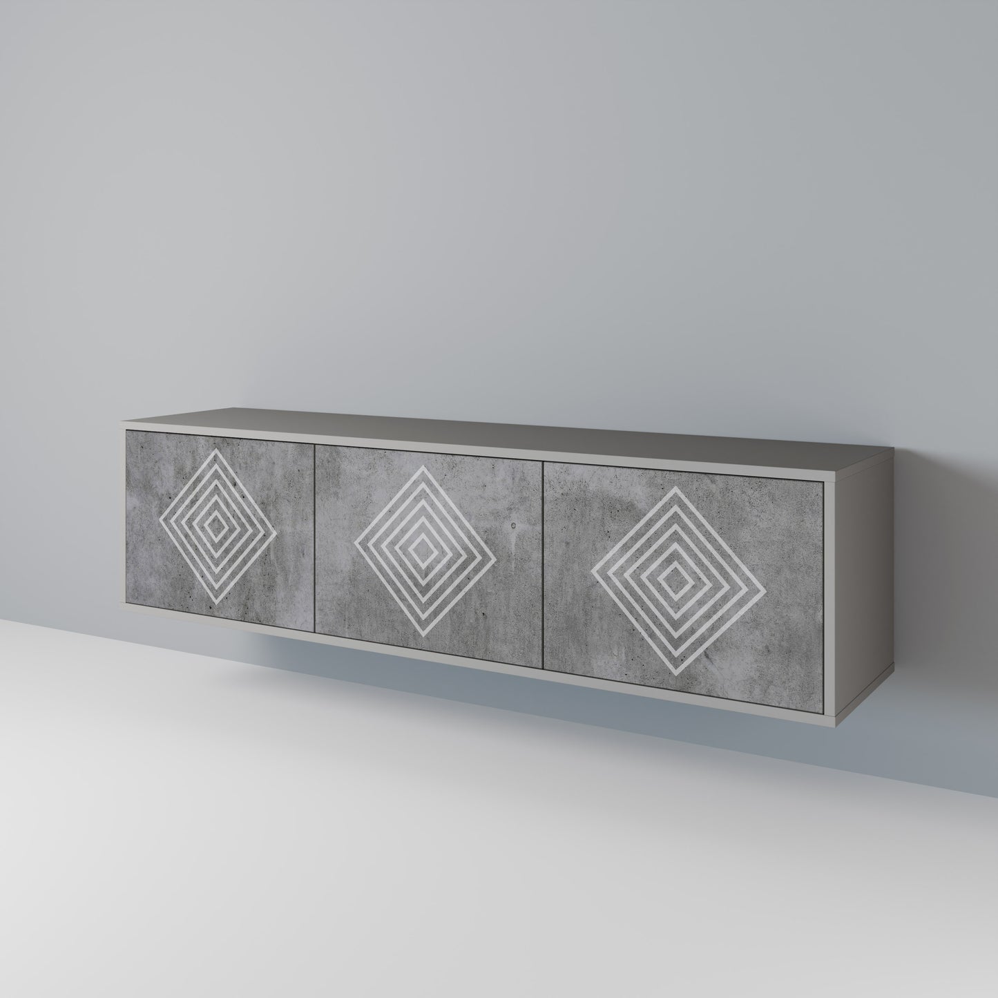 POLYGONAL ARTISTRY 3-dörrars TV-bänk i grå finish