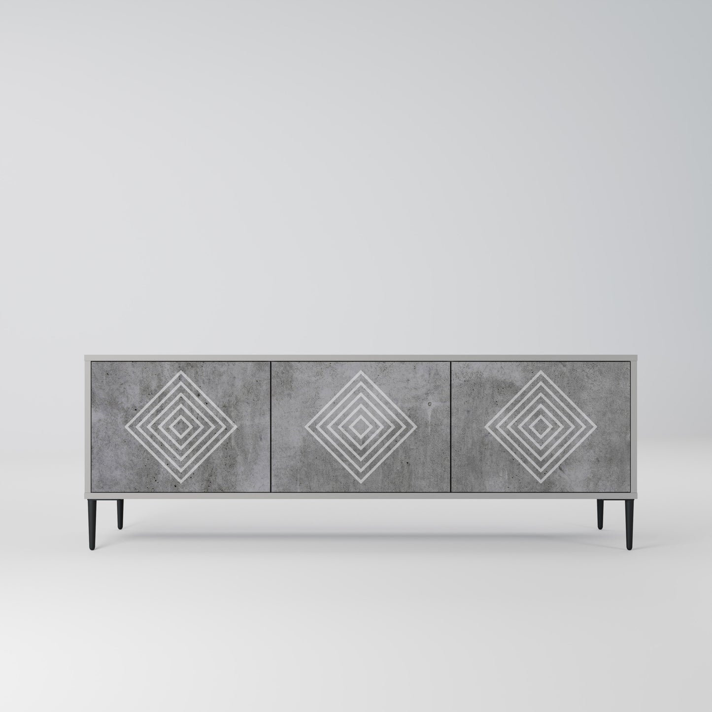 POLYGONAL ARTISTRY 3-dörrars TV-bänk i grå finish