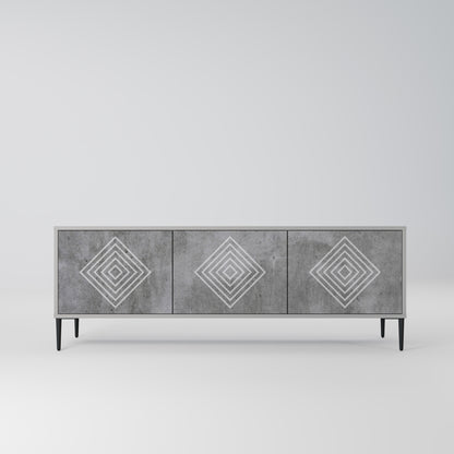 POLYGONAL ARTISTRY 3-dörrars TV-bänk i grå finish