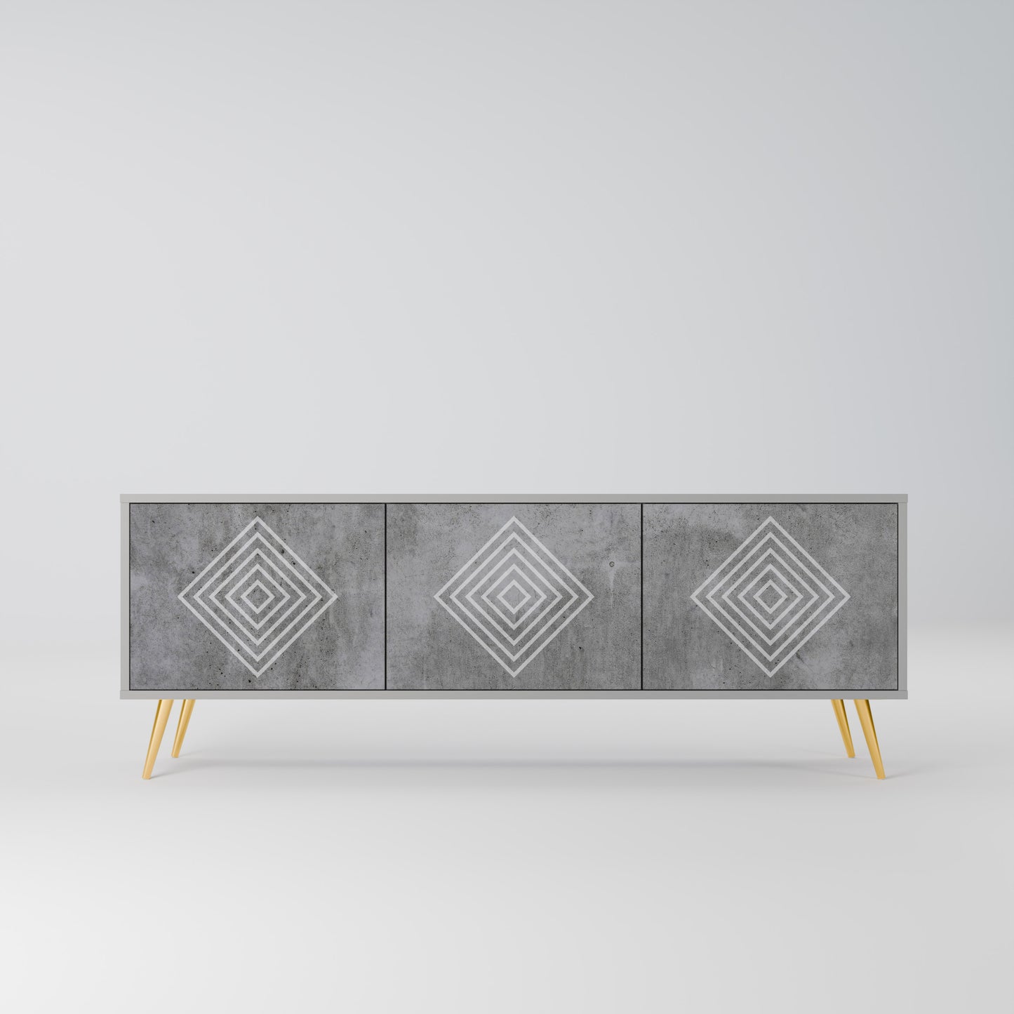 POLYGONAL ARTISTRY 3-dörrars TV-bänk i grå finish