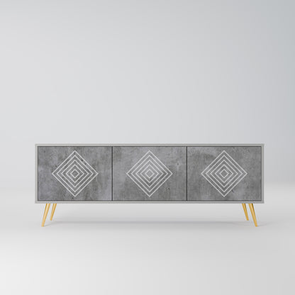 POLYGONAL ARTISTRY 3-dörrars TV-bänk i grå finish