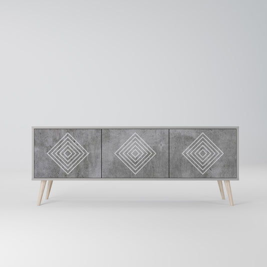 POLYGONAL ARTISTRY 3-dörrars TV-bänk i grå finish
