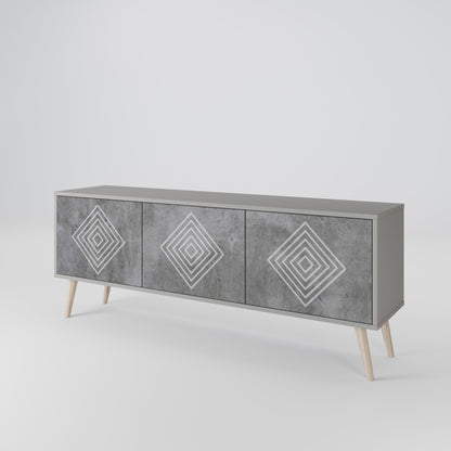 POLYGONAL ARTISTRY 3-dörrars TV-bänk i grå finish