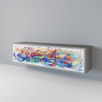 FINESSE MASH-UP 3-Door TV Stand in Grey Finish