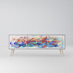 FINESSE MASH-UP 3-Door TV Stand in Grey Finish