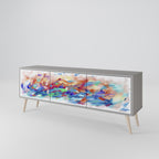 FINESSE MASH-UP 3-Door TV Stand in Grey Finish