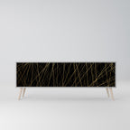 BRIGHT MESH 3-Door TV Stand in Grey Finish