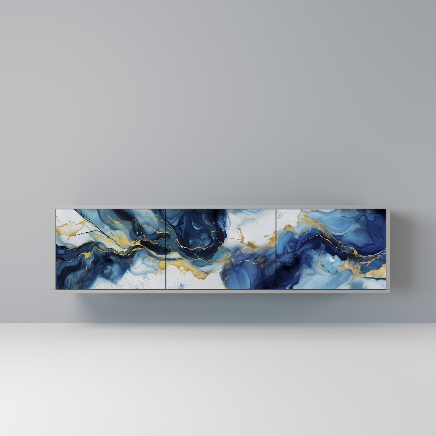 INKY MARBLE 3-dörrars TV-bänk i grå finish