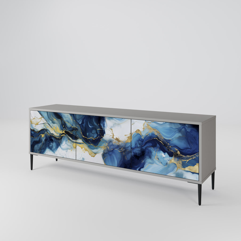 INKY MARBLE 3-dörrars TV-bänk i grå finish