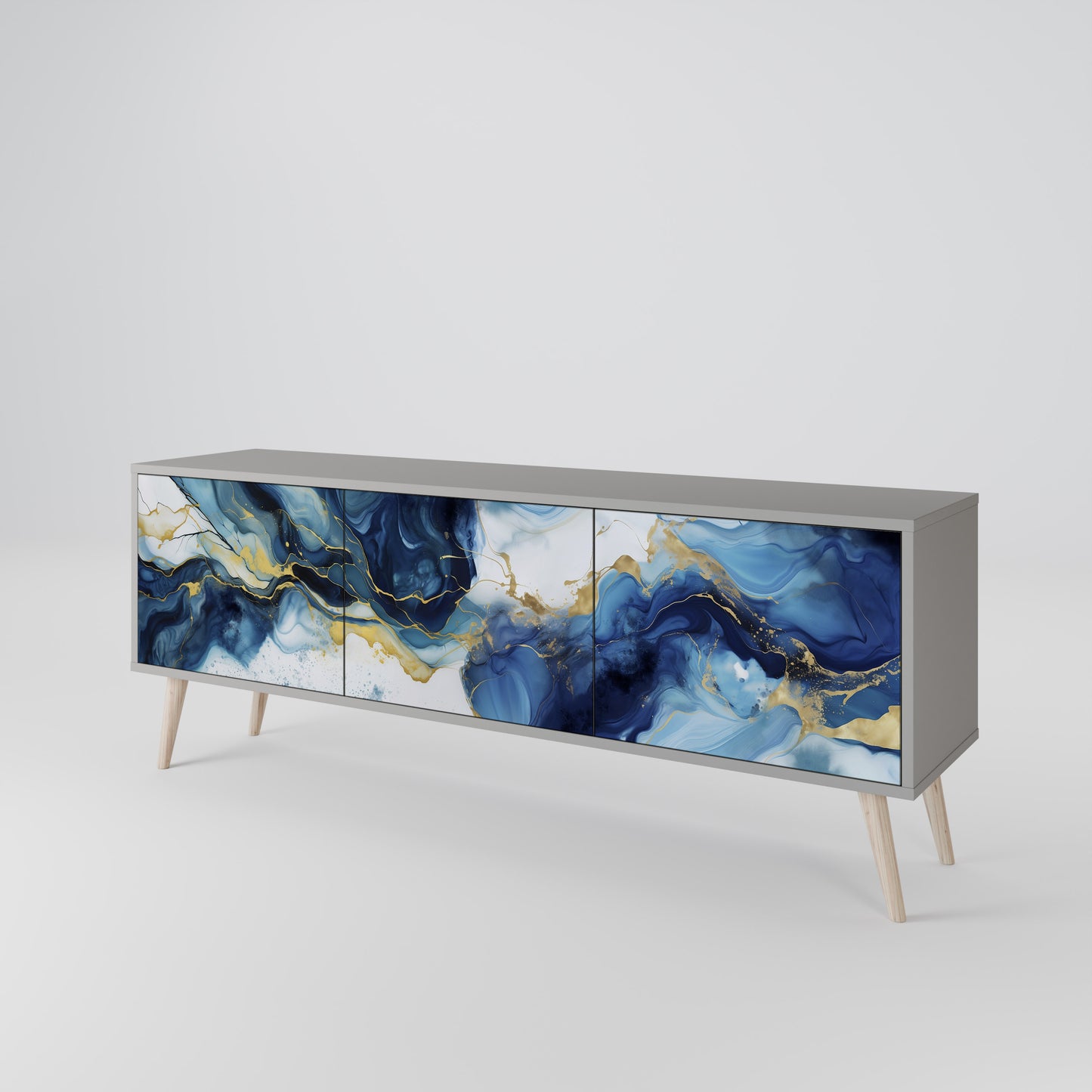 INKY MARBLE 3-dörrars TV-bänk i grå finish