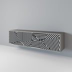 ILLUSIONARY LATTICE 3-Door TV Stand in Grey Finish