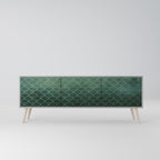 TESSELATED GREENERY 3-Door TV Stand in Grey Finish