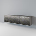 TESSELATED GRAYISH 3-Door TV Stand in Grey Finish