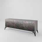 TESSELATED GRAYISH 3-Door TV Stand in Grey Finish