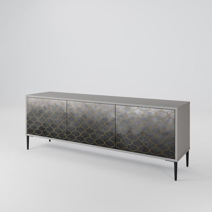 TESSELATED GRAYISH TV-bänk med 3 dörrar