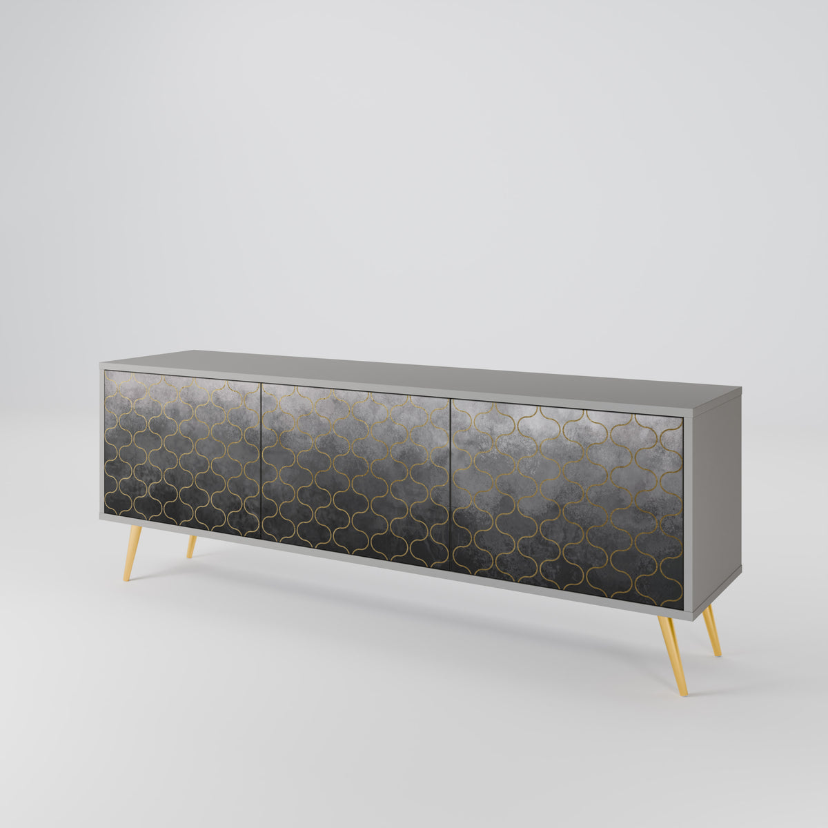 TESSELATED GRAYISH TV-bänk med 3 dörrar
