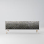 TESSELATED GRAYISH 3-Door TV Stand in Grey Finish