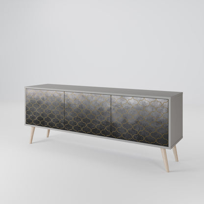 TESSELATED GRAYISH TV-bänk med 3 dörrar